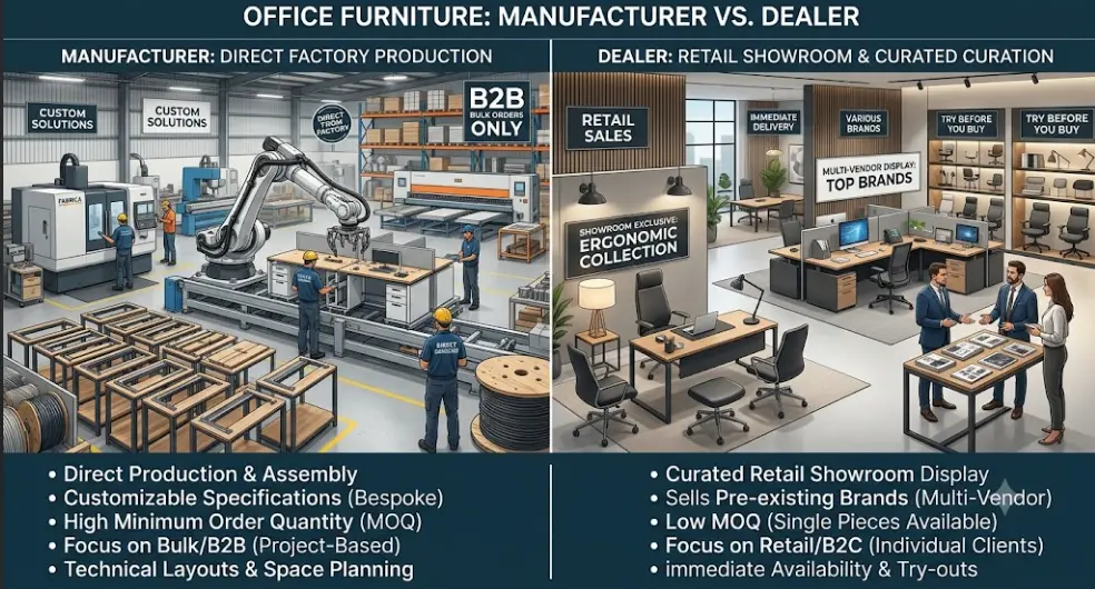 Office Furniture Manufacturer vs Furniture Dealer